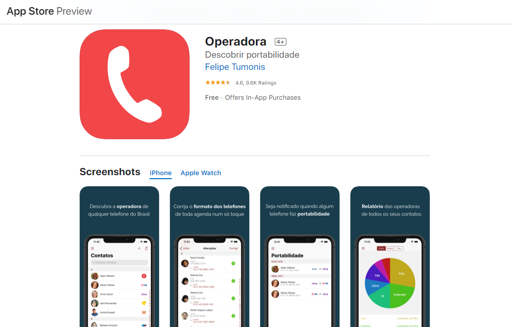 Aplicativo Operadora para IOS