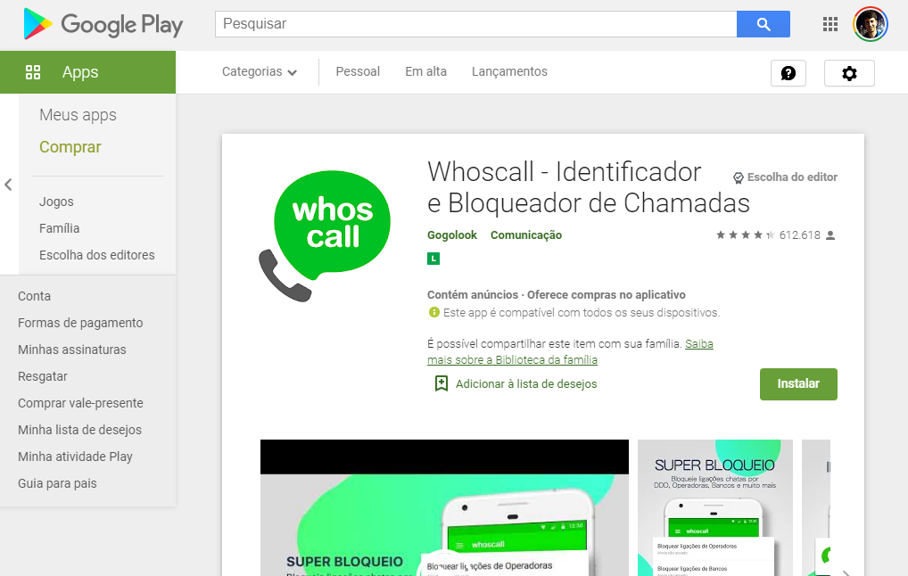 Aplicativo Whoscall para IOS e Android